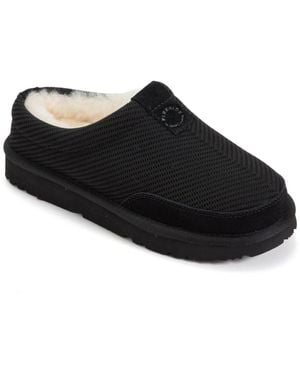 Dearfoams Fireside By Greta Sport Knit Twill Clog Water Repellent Slippers - Black