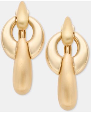 Anne Klein Puffy Linked Clip-on Linear Drop Earrings - Metallic