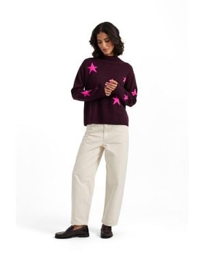 Chinti & Parker Wool-cashmere Blend Star Roll Neck Sweater - Red