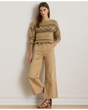 Ralph Lauren Petite Stretch Chino Wide-leg Cropped Pant - Natural
