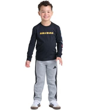 adidas Boys' 2t-7 Long-sleeve Pullover T-shirt And Pants - Blue