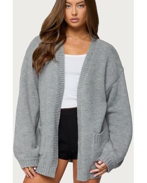 Edikted Julian Oversized Knit Cardigan - Gray