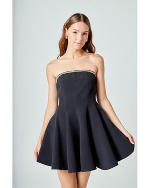 Endless Rose Jewel Trim Flounced Mini Dress - Blue