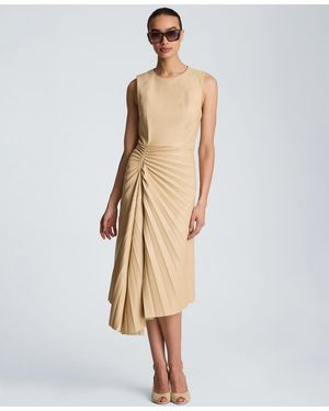 Kenneth Cole Sunburst Pleated Midi Dress - Natural