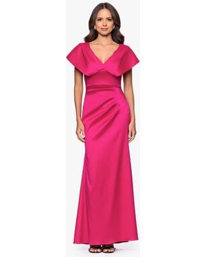Betsy & Adam Arcadia V-neck Ball Gown - Pink