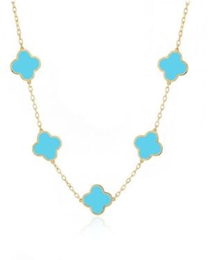 The Lovery Classic Turquoise Clover Necklace 14k - Blue
