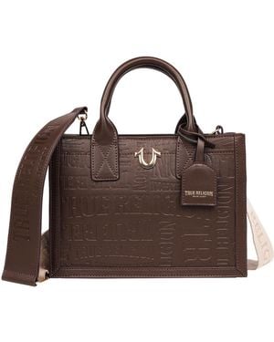 TRUE RELIGION Mega Logo Modern Tote - Brown