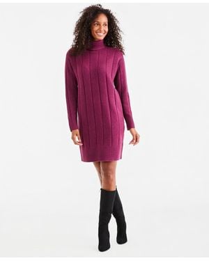 Style & Co. Luxsoft Long-sleeve Turtleneck Sweater Dress - Red