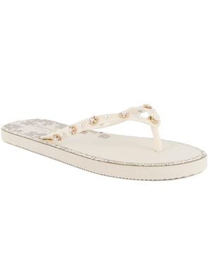 Juicy Couture Sanba Embellished Flip Flops - White