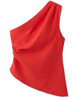 Mango Draped Detail Asymmetrical Top - Red