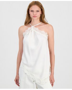 BarIII Asymmetrical Satin Top - White