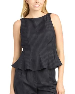 Bcx Pinstripe Boat Neck Top - Black