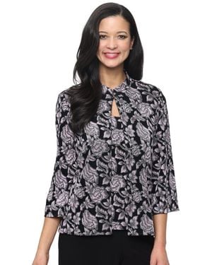 Alex Evenings Petite 3/4-length-sleeve Jacket And Sleeveless Top - Black