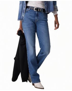 Guess Straight Mid-rise Straight-leg Stretch Denim Jeans - Blue