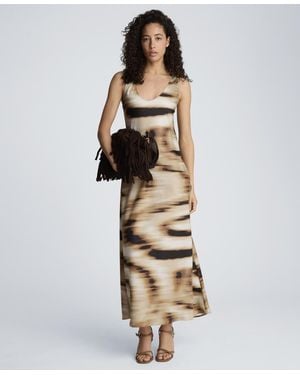 knee length dresses for ladies Kenneth Cole Women's Crystal Netting Sleeveless Maxi Dress