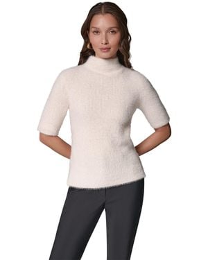 Donna Karan Short-sleeve Mock Neck Sweater - Natural