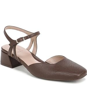 Naturalizer Hattie Block Heel Square Toe Strappy Faux Leather Pumps - Brown