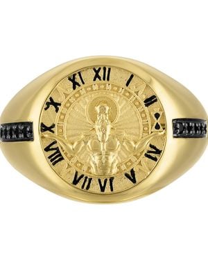 Bulova God Of Time Sterling Silver Ring - Metallic