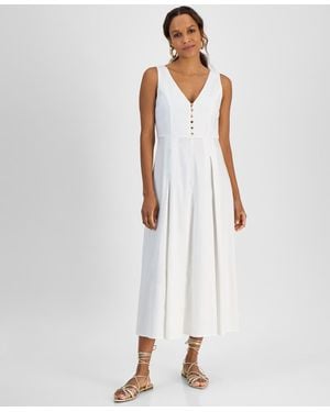 INC International Concepts Petite Sleeveless Button-front Dress - White