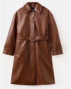Mango Long Faux-leather Belt Trench Coat - Brown