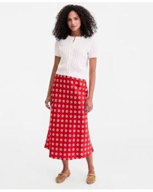 On 34th Printed Midi Slip Skirt Macys Exclusive - Red