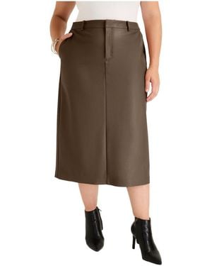 June + Vie June + Vie June + Vie Faux Leather Skirt - Brown
