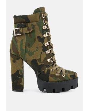 LONDON RAG Palmetto Camouflage Ankle Boots - Green