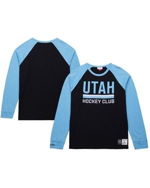 Mitchell & Ness Black/light Blue Utah Mammoth Legendary Slub Long Sleeve Raglan T-shirt