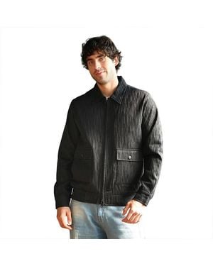 Campus Sutra Midnight Zip-front Crease-tactile Jacket - Black