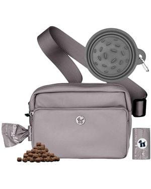 Puppington 3-in-1 Dog Walk Bag & Travel Bowl - Gray