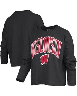 Pressbox Wisconsin Badgers Motley Boxy Waist-length Long Sleeve T-shirt - Black