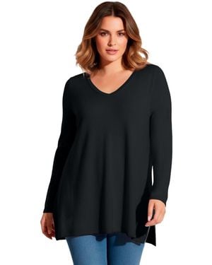 Avenue V-neck Tunic Sweater - Black