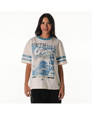 The Wild Collective Detroit Lions Vintage Drop Shoulder Oversized Boyfriend T-shirt - Blue