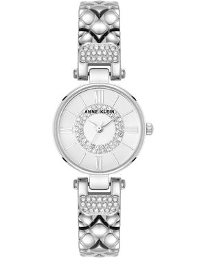 Anne Klein Quartz Silver-tone Crystal Accented Watch - White
