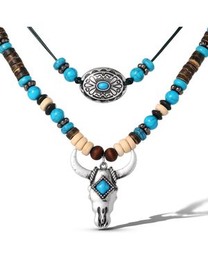 Jessica Simpson Beaded Layered Necklace - Blue