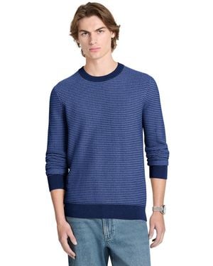 Michael Kors Textured Cotton Crewneck Sweater - Blue