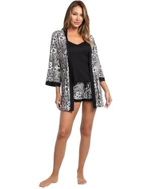 Linea Donatella Amina Knit 3-piece Pajama Set - Black