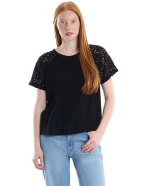 Wilt Lace Raglan Sleeve Tee - Black