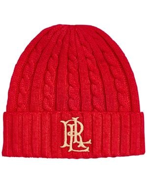 Ralph Lauren Core Logo Cable Knit Hat - Red