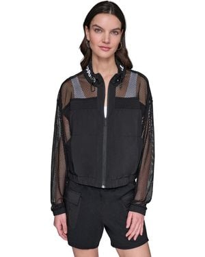 Karl Lagerfeld Mesh-trim Track-jacket - Black