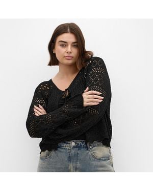 City Chic Plus Size Crochet Love Top - Black