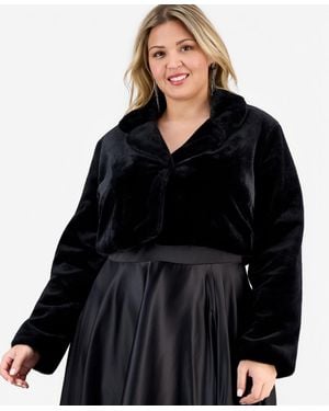 Bcx Trendy Plus Size Cropped Faux-fur Jacket - Black