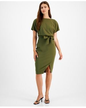 Kensie Blouson Wrap Dress - Green