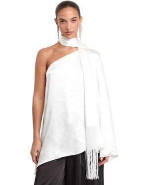 4th & Reckless Sia One-shoulder Satin Sleeveless Top - White
