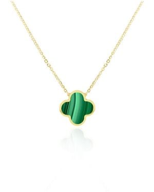 The Lovery Extra Large Malachite Single Clover Necklace 14k Gold - Green