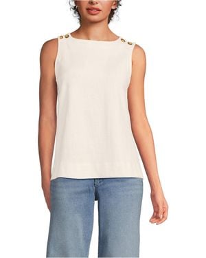 Lands' End Mariner Button Shoulder Tank - Blue
