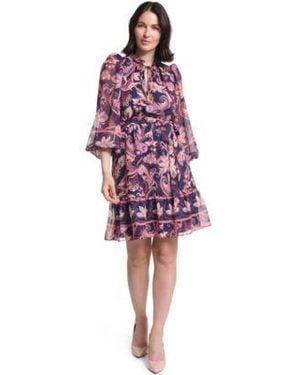 Jessica Howard Tie Neck Dress - Red