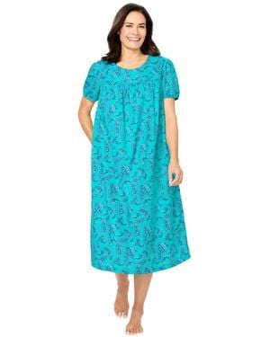Only Neccessities Plus Size Only Necessities Short Print Shirred Lounger - Blue