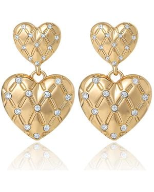 Juicy Couture Double Heart Drop Earrings - Metallic
