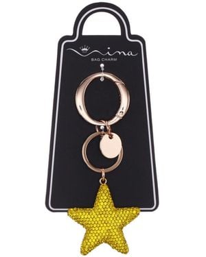 Nina Crystal Star Bag Charm - White